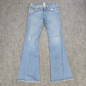 True Religion Joey Flare Jeans Womens 30 Measures 30x34 USA Tall Long Stretch